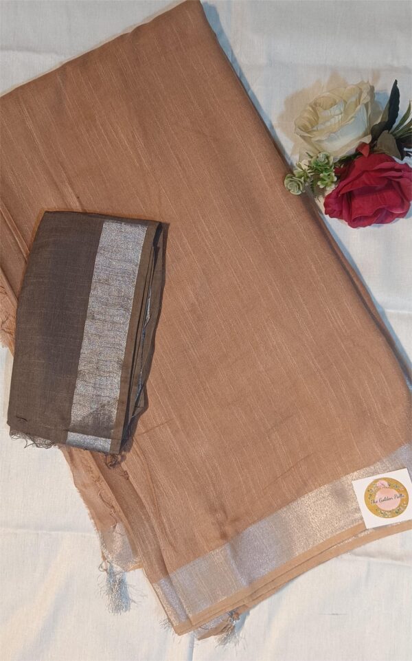 ~ Tehzeeb ~ Beige Linen Saree