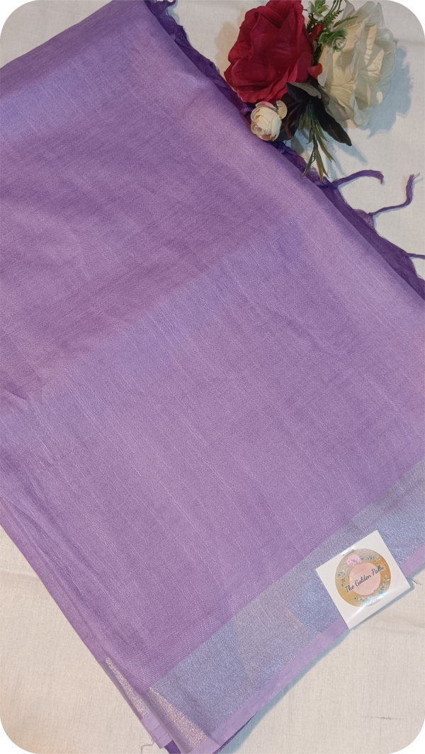 ~ Tehzeeb ~ Lavender Linen Saree - Image 4