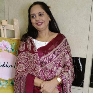 ~ Ajrakh ~ Maroon Semi Modal Silk Saree