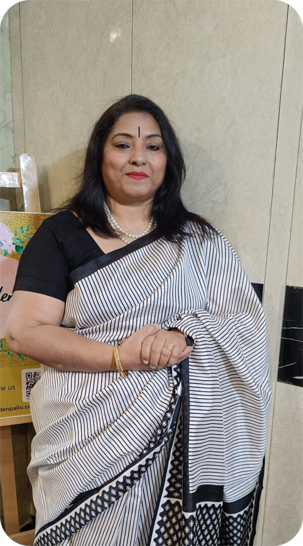 ~ Shakumbari ~ Black & White Tusser Silk Saree