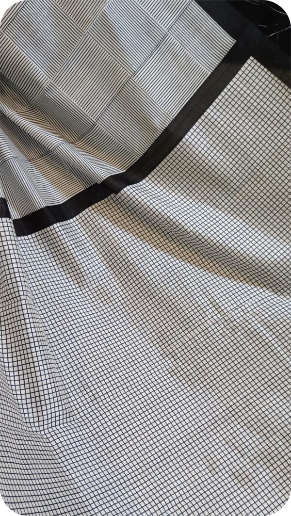 ~ Shakumbari ~ White Checks Tusser Silk Saree - Image 7