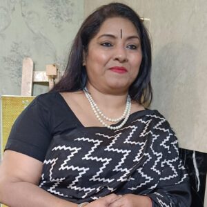 ~ Shakumbari ~ Black Zigzag Tusser Silk Saree