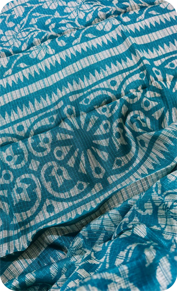 ~ Rangrez ~Sea Blueish Green Kota Doria Saree - Image 4