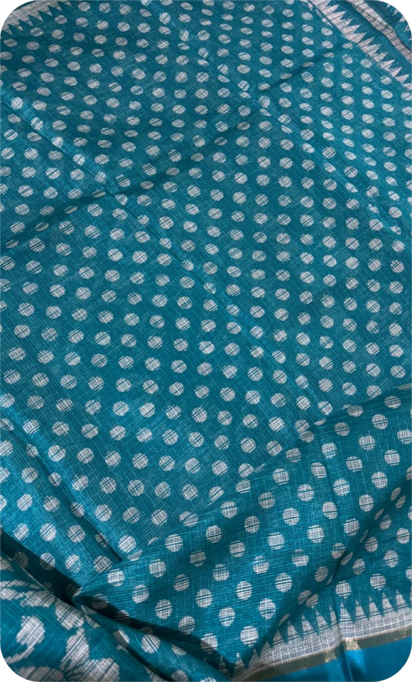 ~ Rangrez ~Sea Blueish Green Kota Doria Saree - Image 5