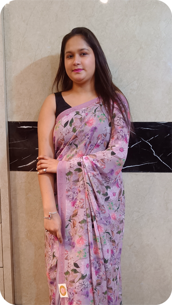 ~ Raahat ~ Lavender Georgette Saree - Image 8