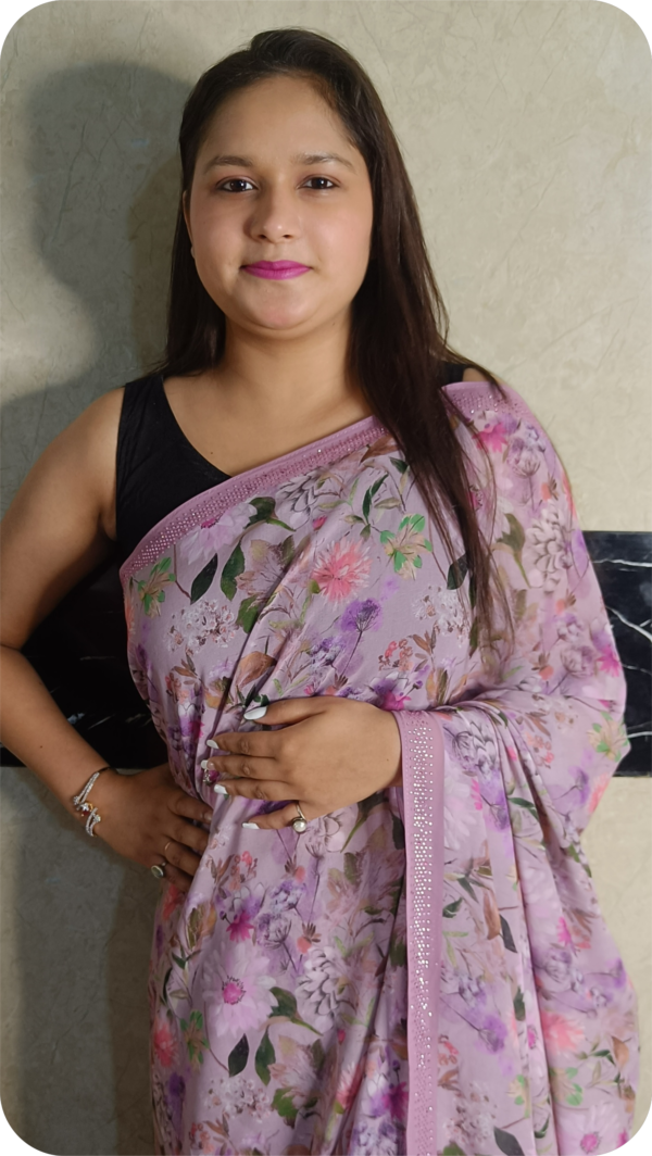 ~ Raahat ~ Lavender Georgette Saree - Image 6