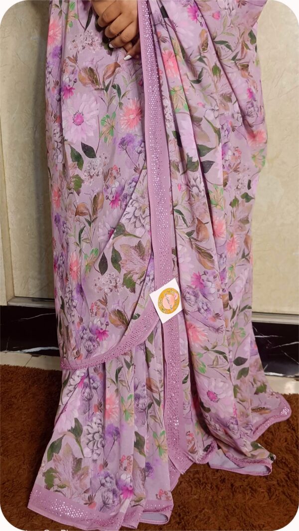 ~ Raahat ~ Lavender Georgette Saree - Image 2
