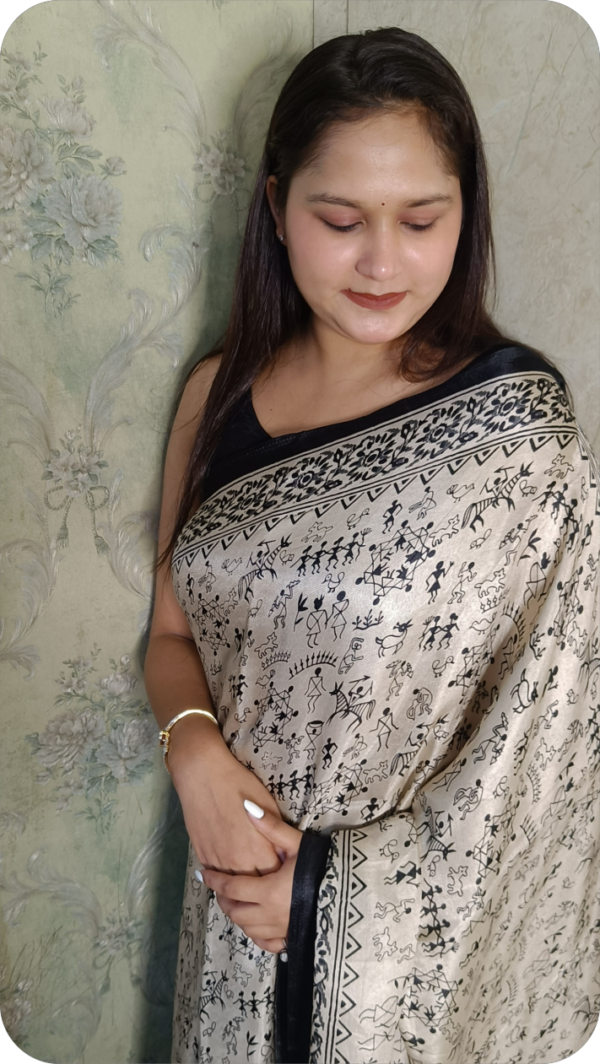 ~ Manorama~ Off White Cotton Silk Saree - Image 5