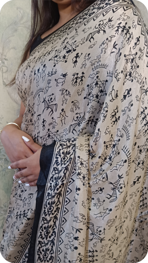 ~ Manorama~ Off White Cotton Silk Saree - Image 4