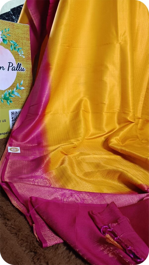 ~ Sadabahaar ~  Peeli Sarso Kanchan Silk Saree - Image 3