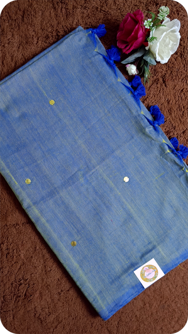 ~ Ginni ~ Denim Blue Soft Khadi Cotton Saree