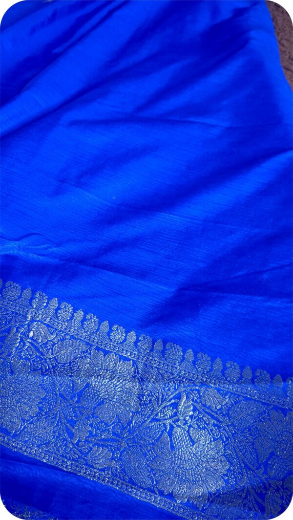 ~ Raanisa ~ Royal Blue Cotton Silk Saree - Image 4