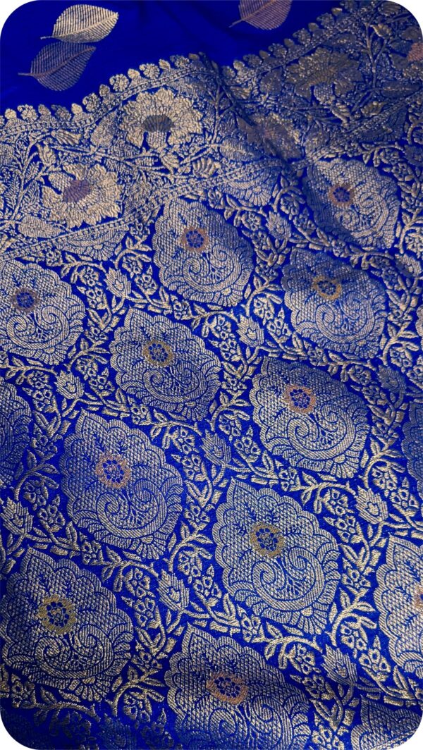 ~ Raanisa ~ Royal Blue Cotton Silk Saree - Image 3