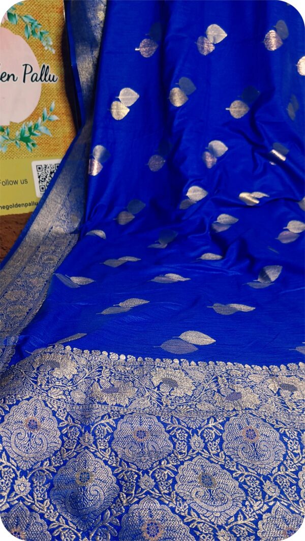 ~ Raanisa ~ Royal Blue Cotton Silk Saree - Image 9
