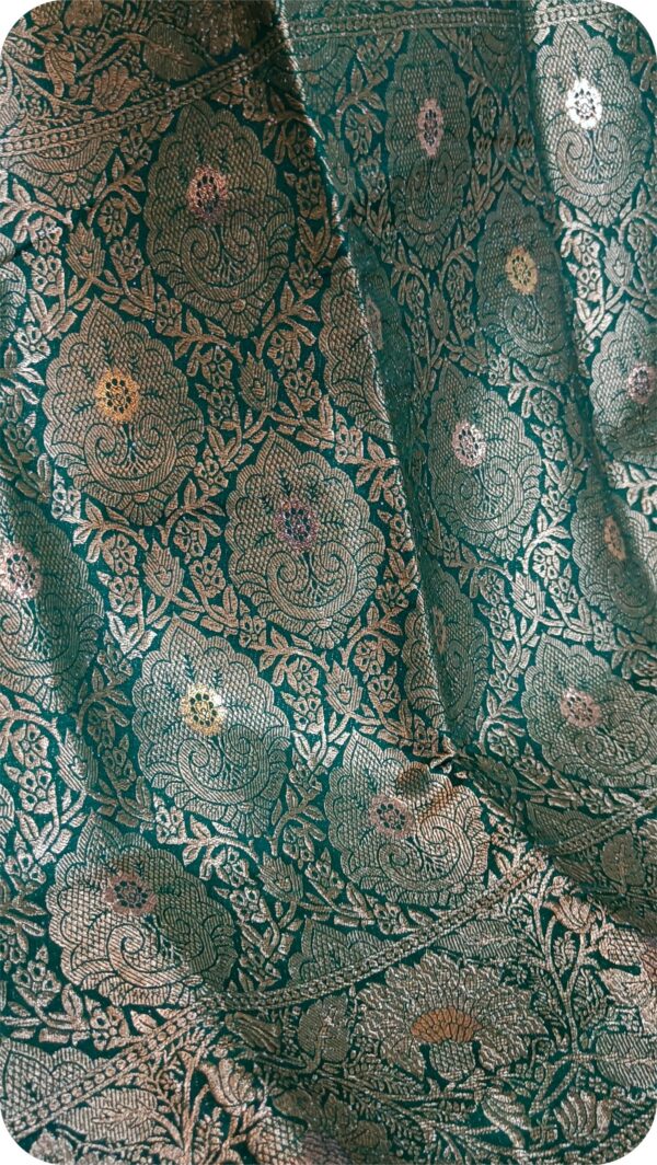 ~ Raanisa ~ Bottle Green Cotton Silk Saree - Image 3