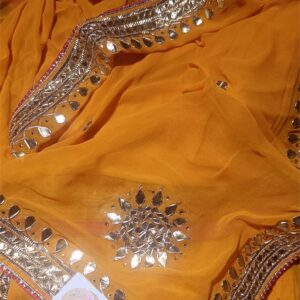 ~Sona Chaandi ~Haldi Yellow Georgette Gottapatti Saree