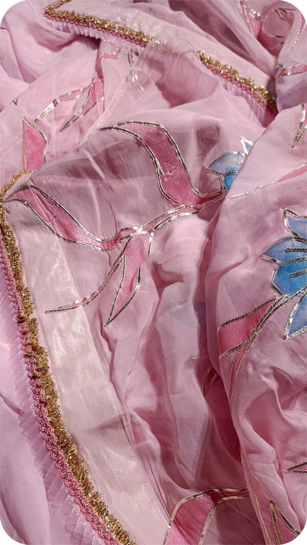~Shahi Gotta~ Rose Pink Organza Gotta Patti Saree - Image 2