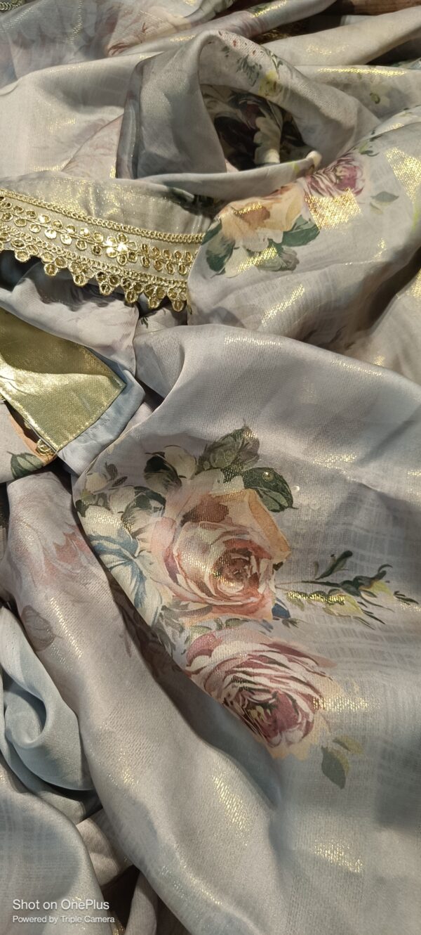 ~Nazakat ~ Silver Grey Brasso Saree - Image 4