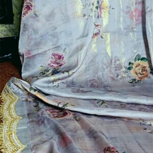 ~Nazakat ~ Silver Grey Brasso Saree