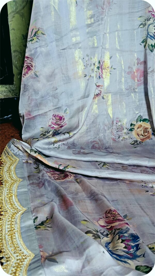 ~Nazakat ~ Silver Grey Brasso Saree
