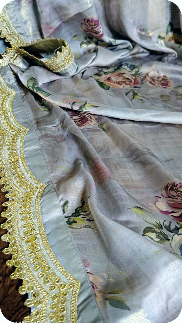 ~Nazakat ~ Silver Grey Brasso Saree - Image 5