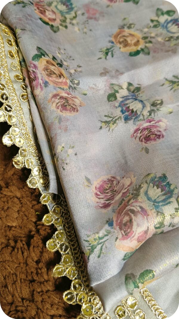 ~Nazakat ~ Silver Grey Brasso Saree - Image 3