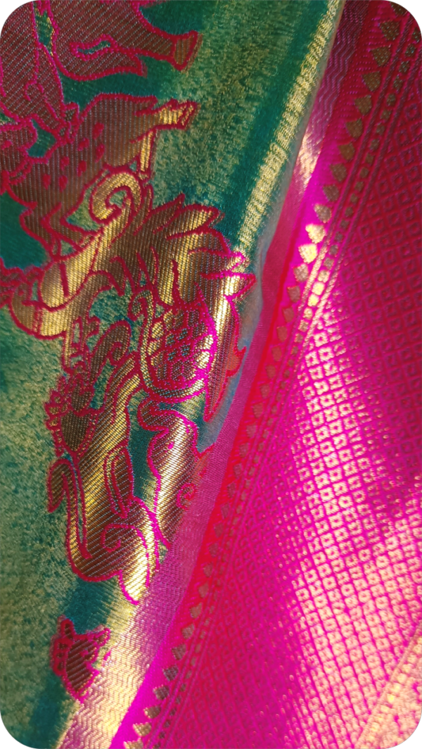 ~ Meenaxi ~ Pistaschio Green Kanchipuram Silk Saree - Image 6