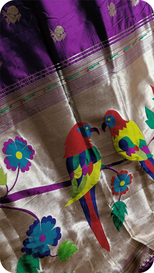 ~ Apsara ~ Purple Paithani Silk Saree - Image 4