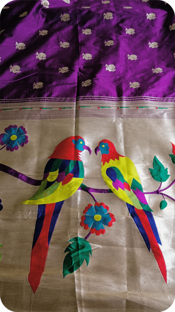 ~ Apsara ~ Purple Paithani Silk Saree - Image 9