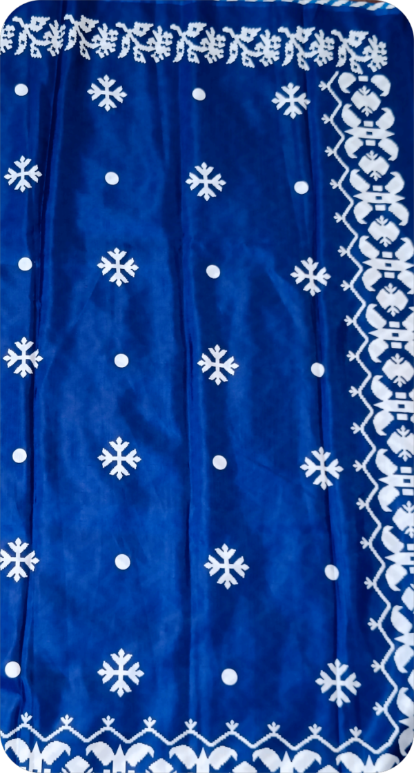~ Meenaxi~ Navy Blue Cotton Silk Saree - Image 5