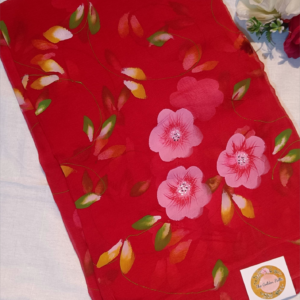 ~ Gul Bahaar ~ Red Pure Chiffon Saree