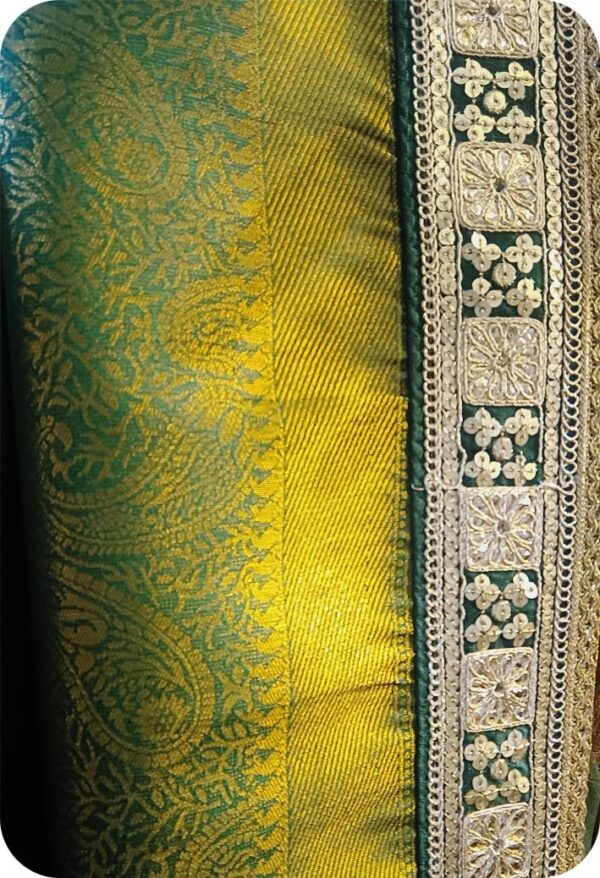 ~ Sadabahaar ~ Dark Green Kanchan Silk Dhoop Chaav Saree - Image 6