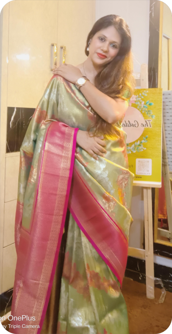 ~ Meenaxi ~ Pistaschio Green Kanchipuram Silk Saree - Image 5