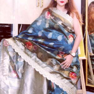 ~NoorJehan ~ Bottle Green Organza Saree