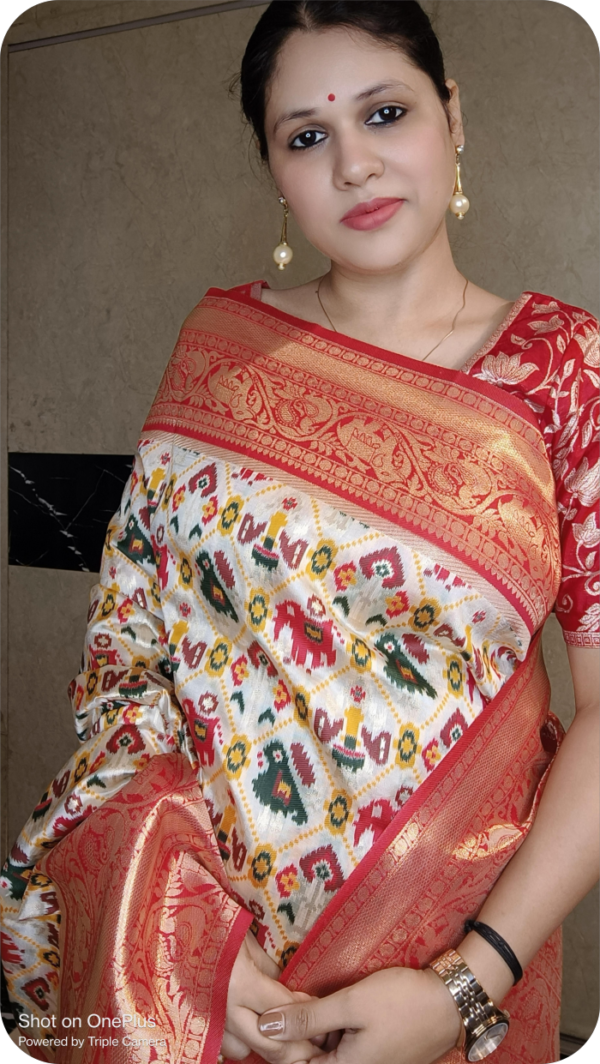 ~ Bhanumati ~ Off White Patola Silk - Image 3