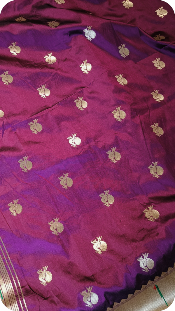 ~ Apsara ~ Wine Paithani Silk Saree - Image 5