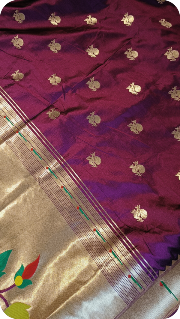 ~ Apsara ~ Wine Paithani Silk Saree - Image 7