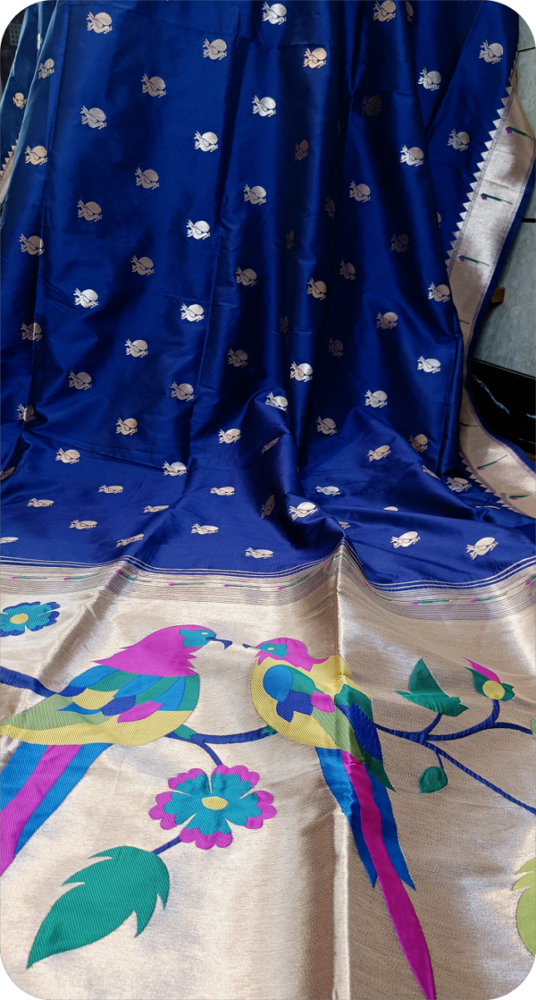 ~ Apsara ~  Blue Paithani Silk Saree - Image 2