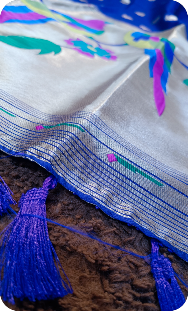 ~ Apsara ~  Blue Paithani Silk Saree - Image 4