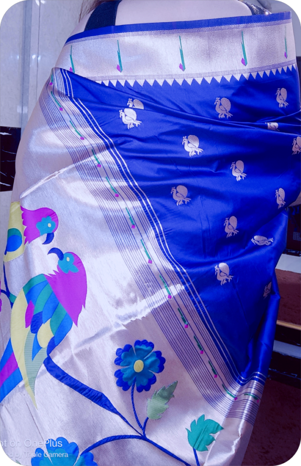 ~ Apsara ~  Blue Paithani Silk Saree - Image 6