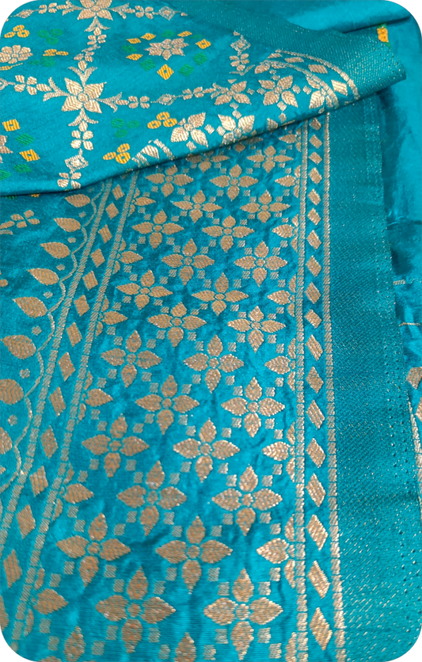 ~Maharani~ Rama Green (Firozi) Gharchola Zari Saree - Image 8