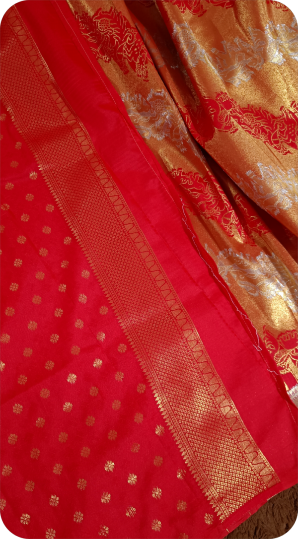~ Meenaxi ~ Golden Orange Kanchipuram Silk Saree - Image 7