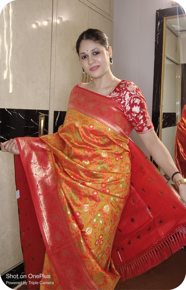~ Raajrani ~Mustard Yellow Banarasi Silk Saree - Image 3