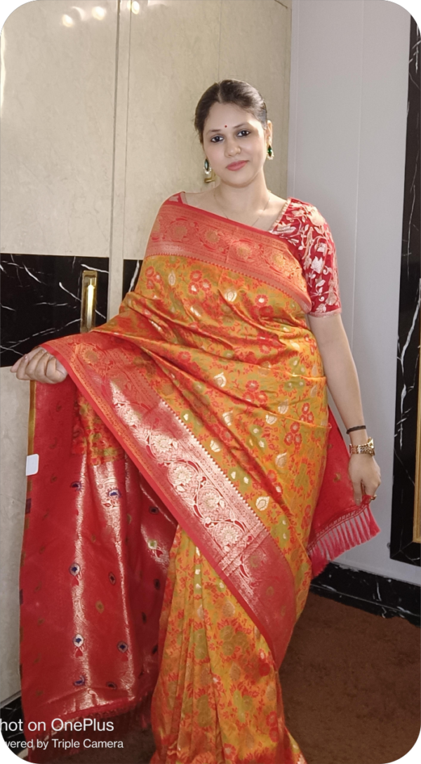 ~ Raajrani ~Mustard Yellow Banarasi Silk Saree - Image 2