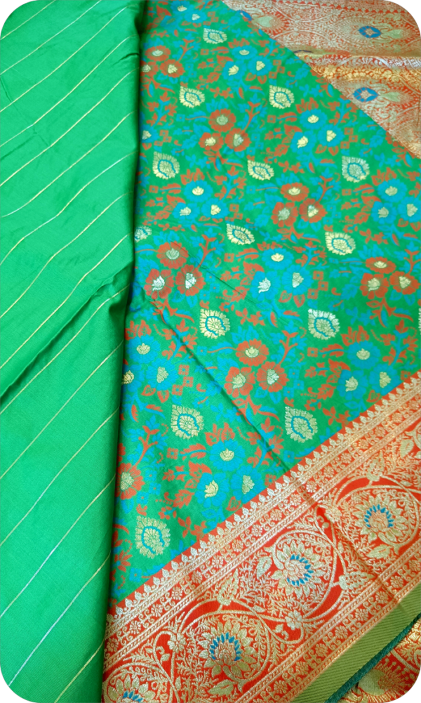 ~ Raajrani ~Green Banarasi Silk Saree - Image 11