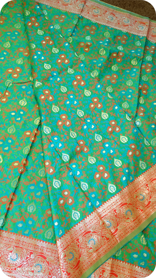 ~ Raajrani ~Green Banarasi Silk Saree - Image 7