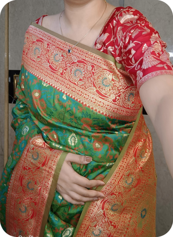 ~ Raajrani ~Green Banarasi Silk Saree - Image 2