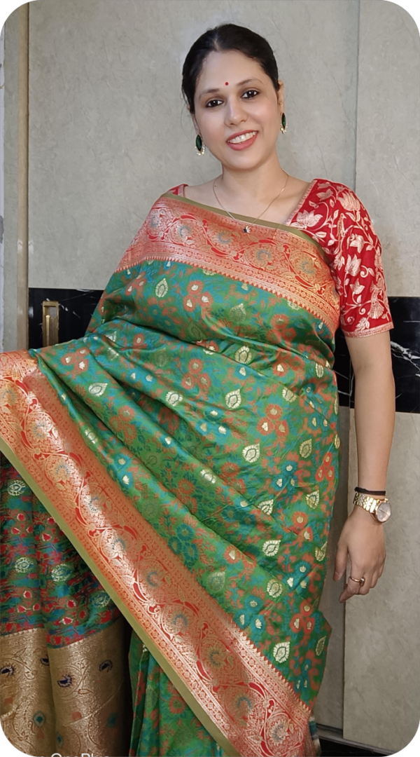 ~ Raajrani ~Green Banarasi Silk Saree - Image 3
