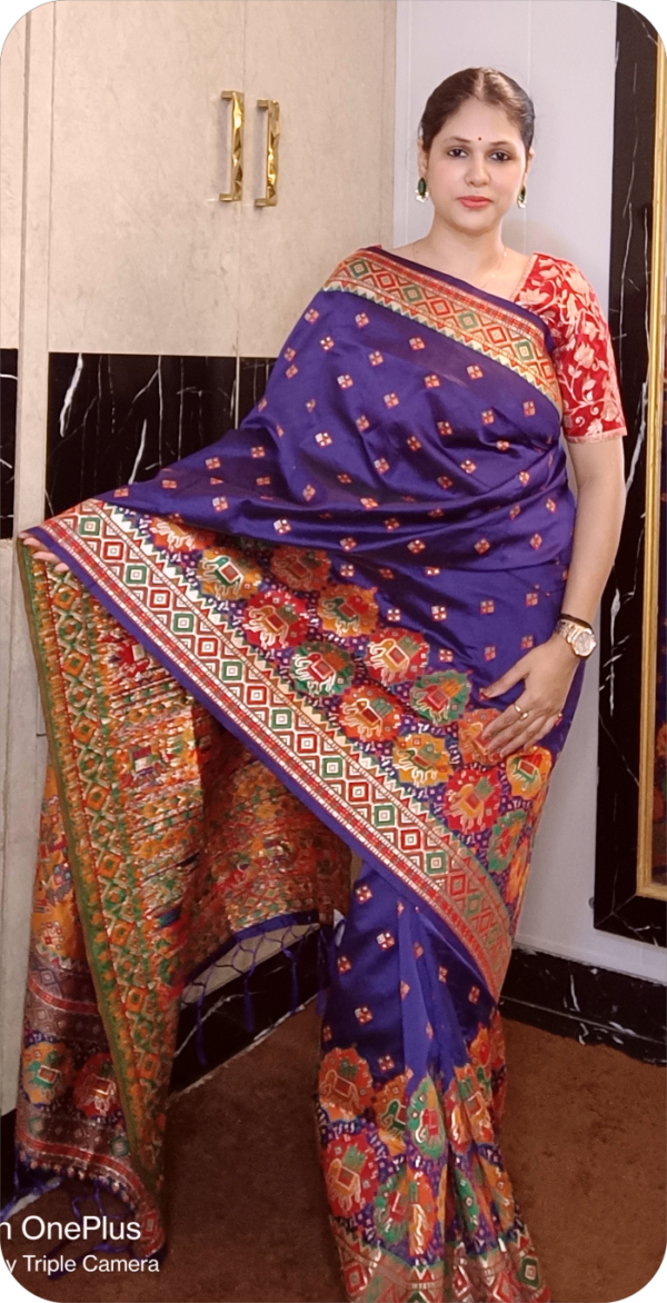~ Shehnai ~ Purple Kashmiri Pashmina Silk Saree - Image 3