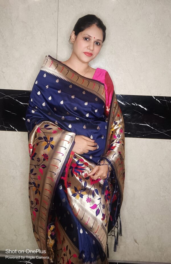 ~ Satyabhama ~ Navy Blue Paithani Silk Saree